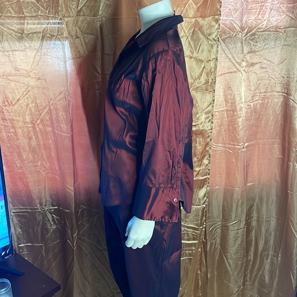 Venezia Jeans Company Vintage 2pc Burgundy Metallic Pants Suit Size 14/16 - Picture 3 of 6